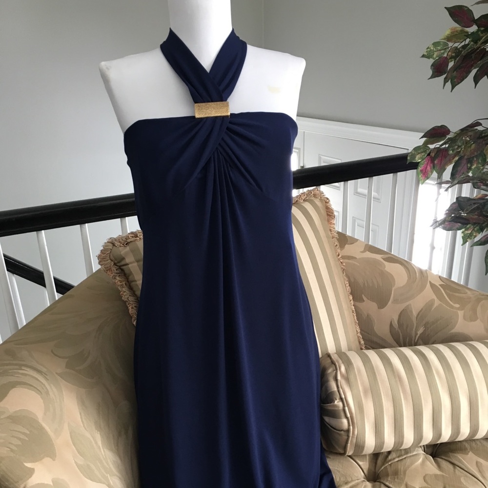 NAVY BLUE HALTER COCKTAIL DRESS SZ 12